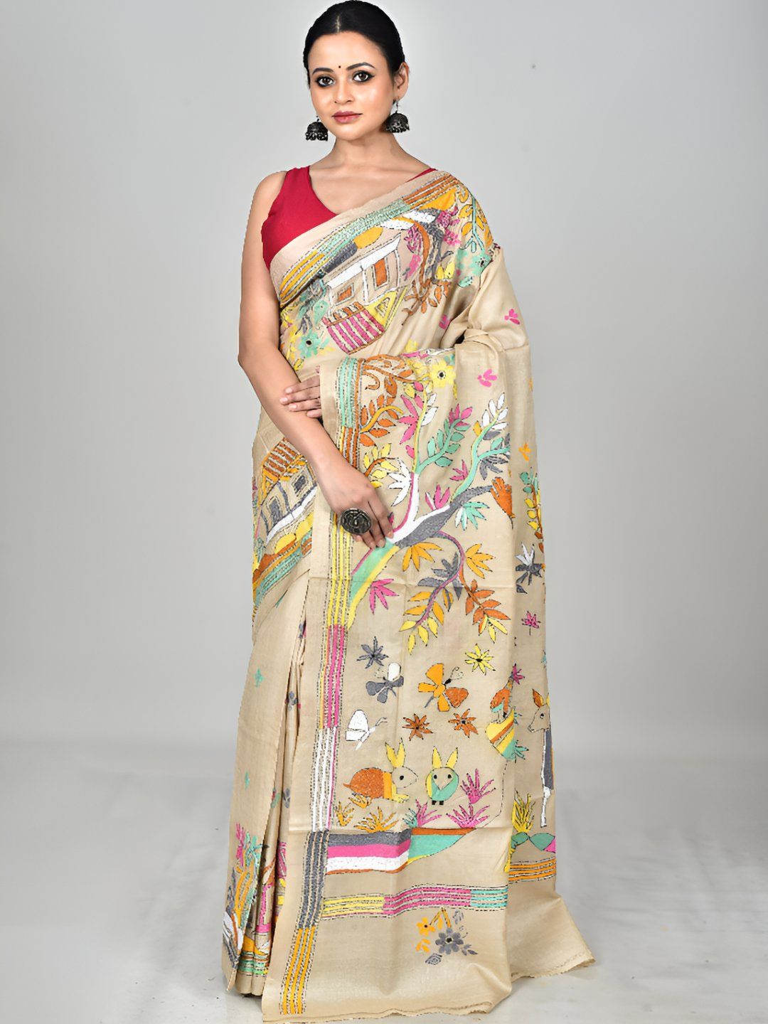 RAM SHYAM collection Ethnic Motifs Embroidered Saree With Blouse Piece-picture-41