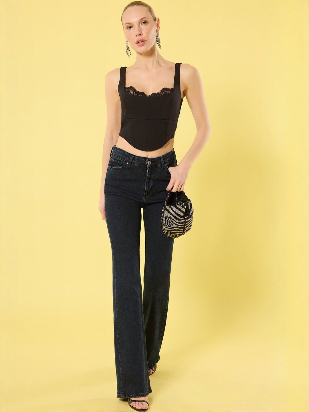 Trendyol Women Lace Inserts Sleeveless Corset Crop Top view 1