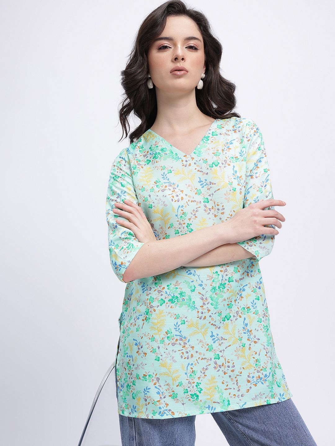 Anouk Rustic Floral Print Short Kurti-picture-56