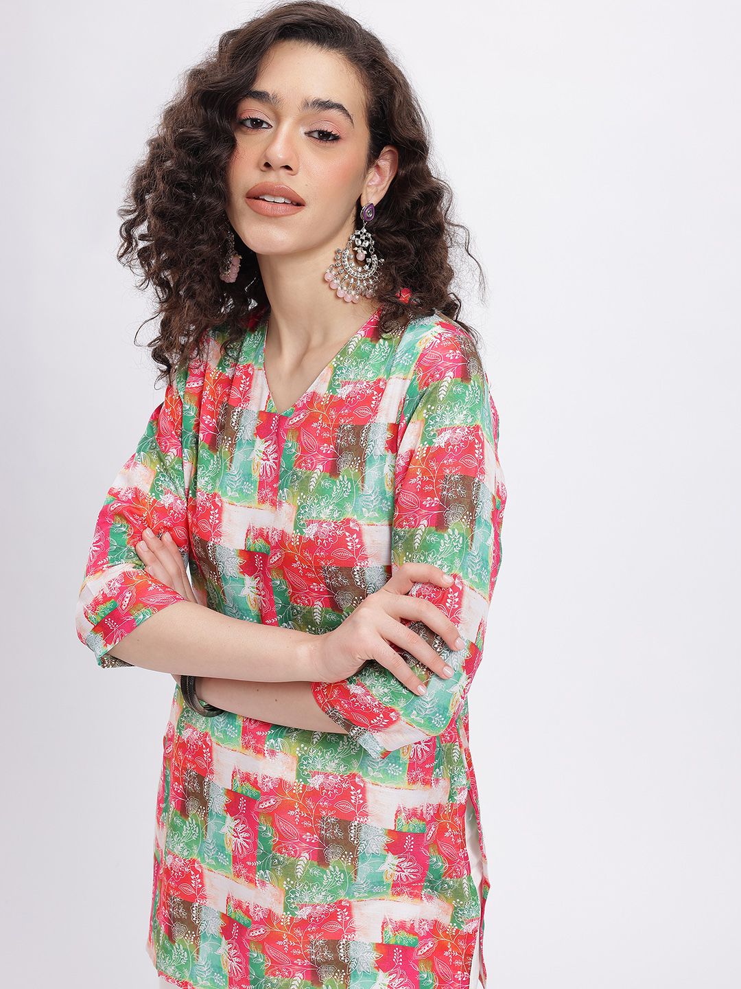 Anouk Rustic Floral Printed V-Neck Straight Kurta-picture-32