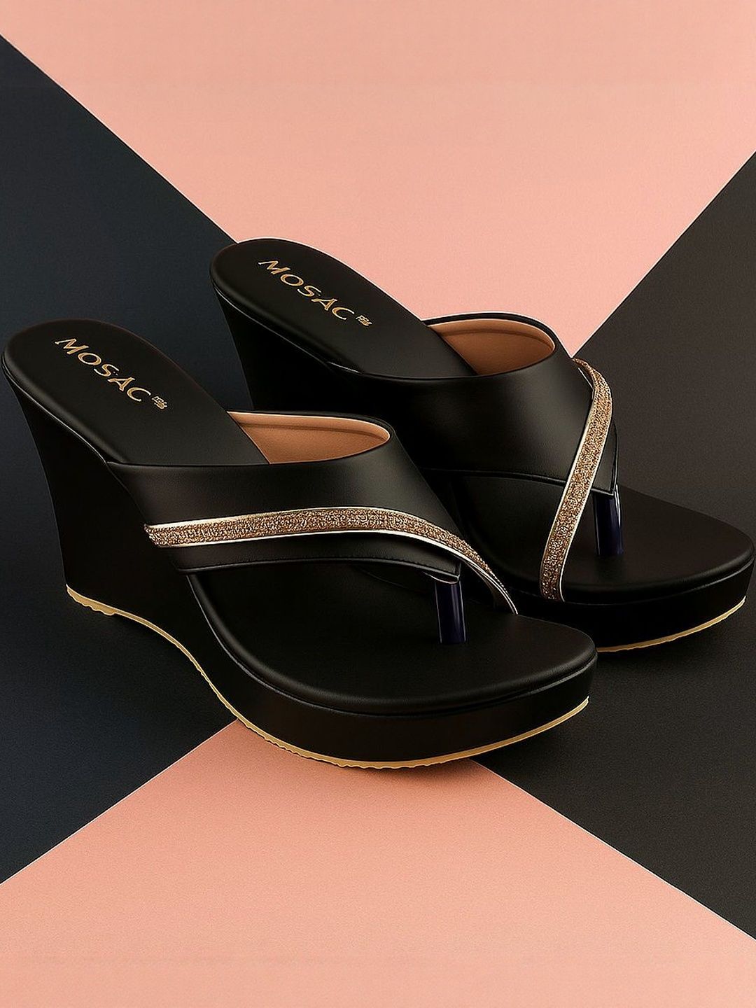 MOSAC Women Synthetic Leather Embellished Platform Heels-picture-28