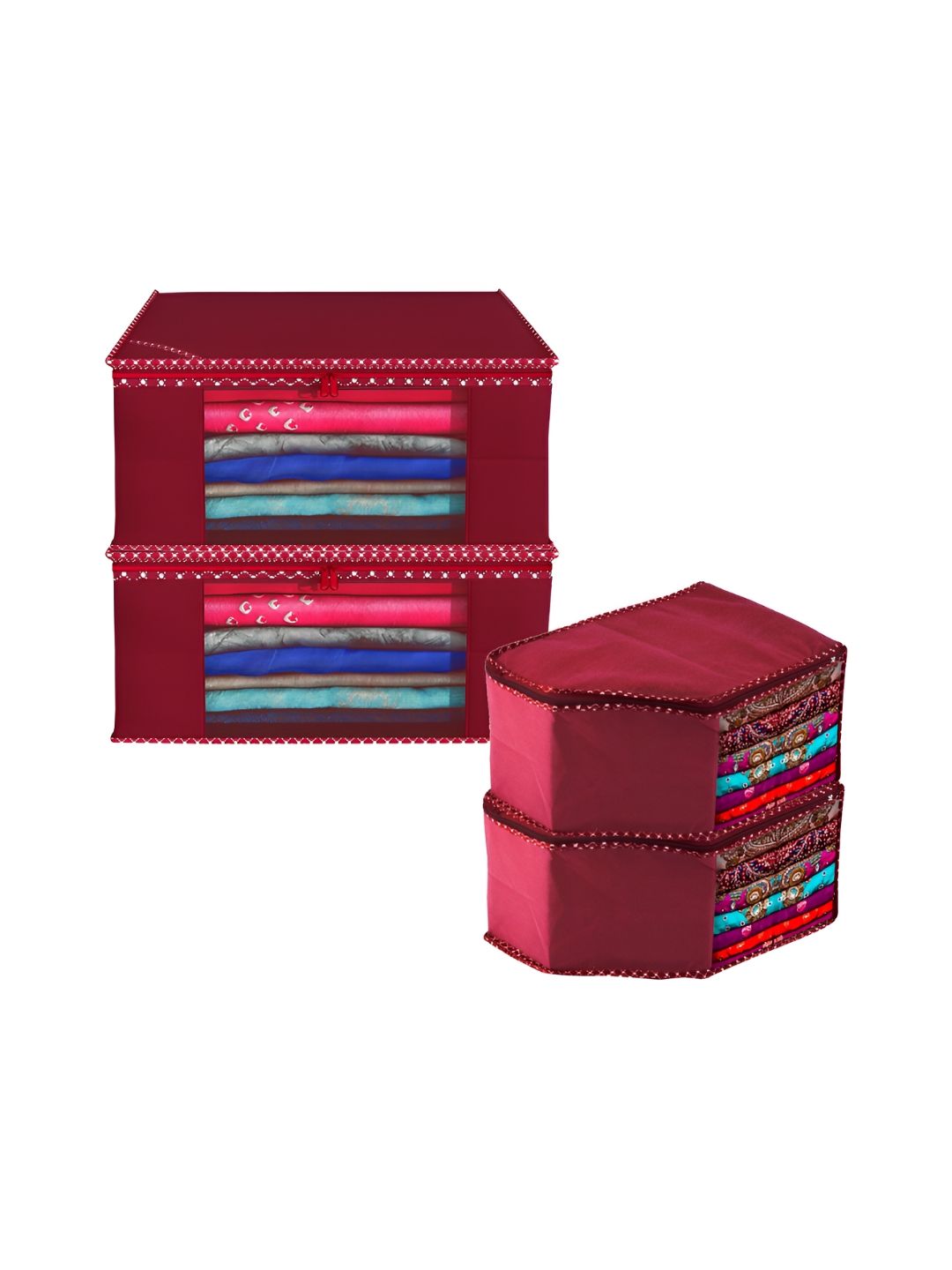 Aura Maroon 4 Pieces Regular Drawer Organisers-image-40