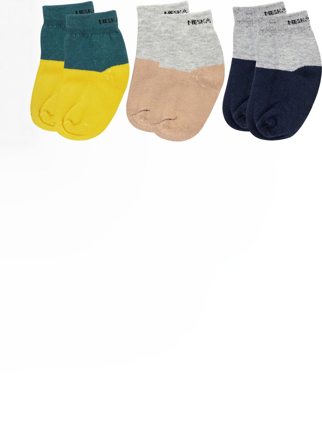 NESKA MODA Kids-Unisex Pack Of 3 Multi Ankle Length Socks