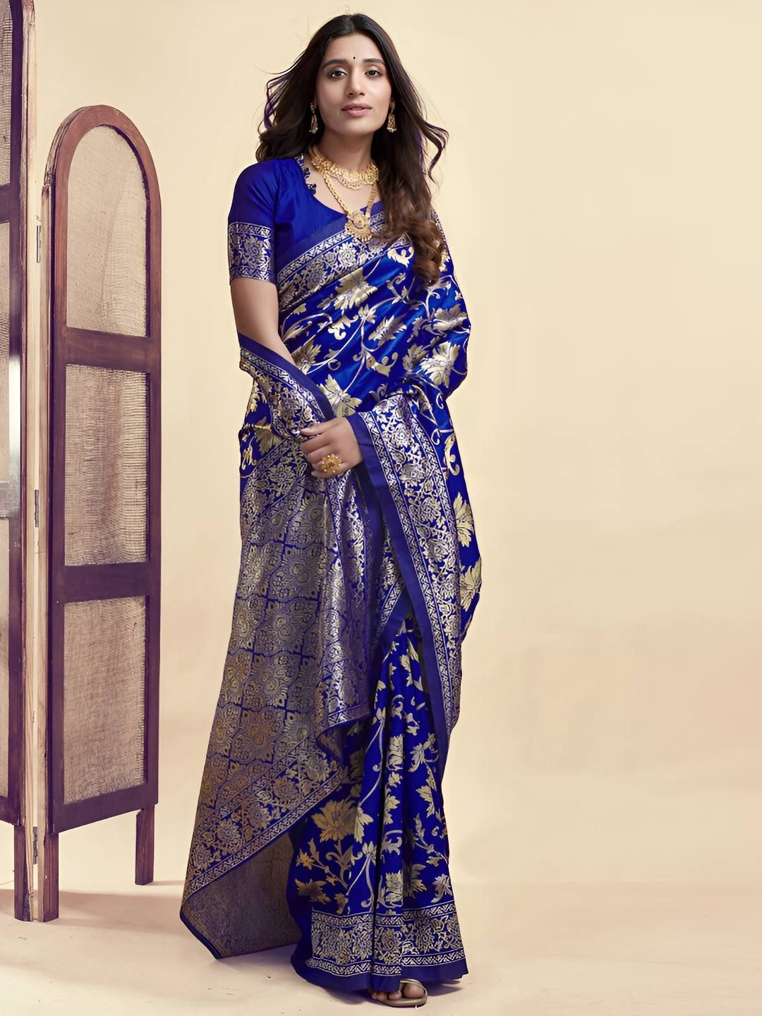 Aagrahi fashion Ethnic Motifs Woven Design Zari Banarasi Saree-picture-25