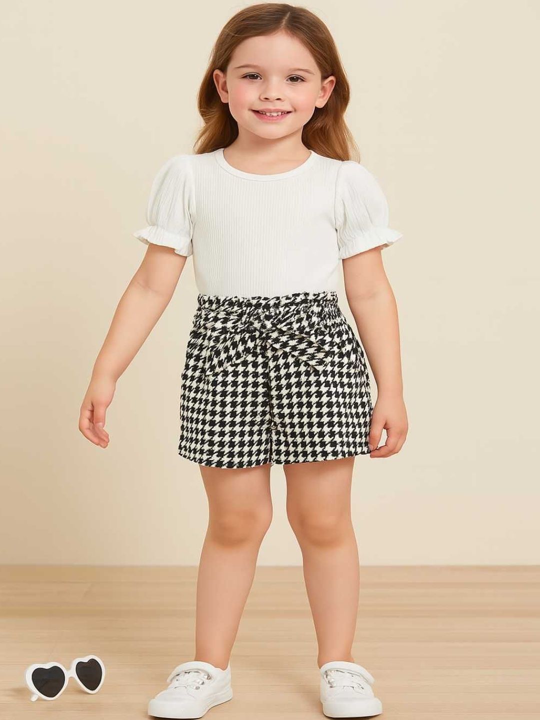RAMIAAZ Girls Checked Top with Shorts-picture-18