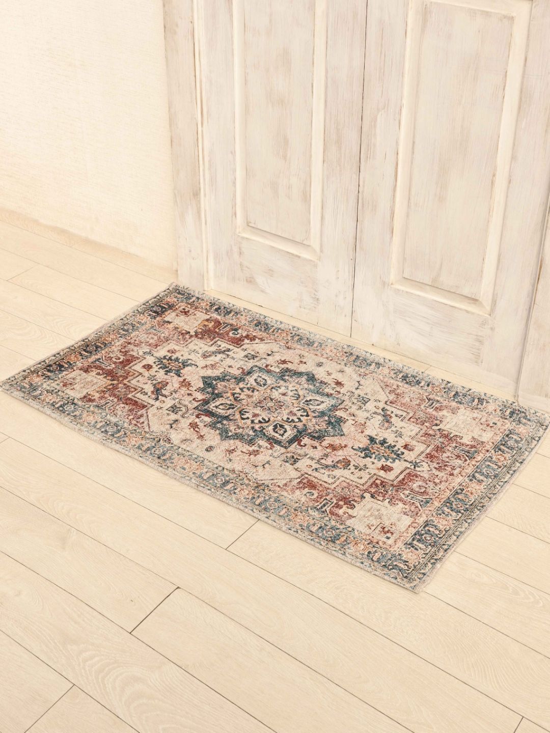 Ariana Blue & Beige Cotton Printed Anti-Skid Doormats-image-38