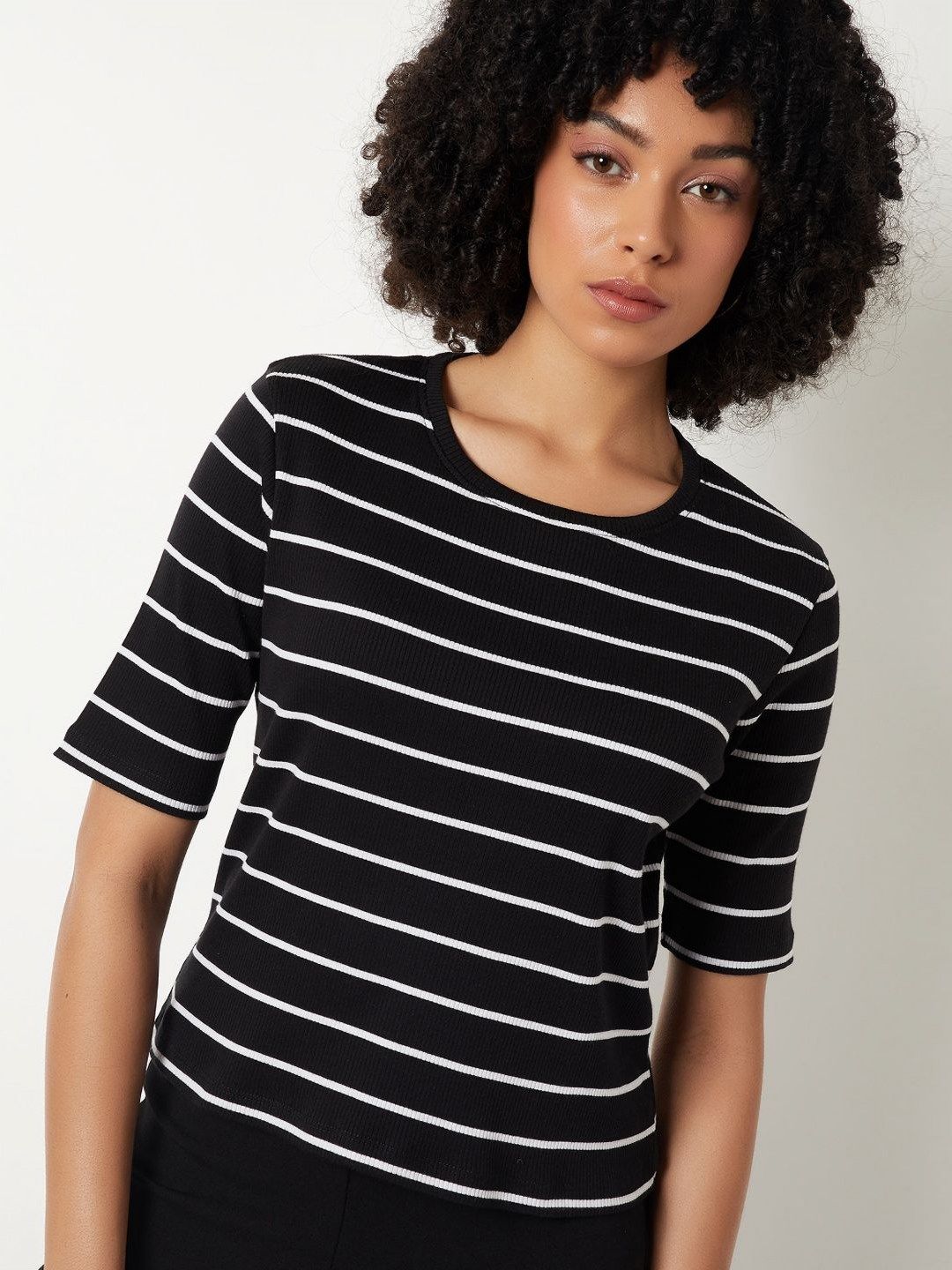 max Women Striped Round Neck Cotton T-shirt-picture-23