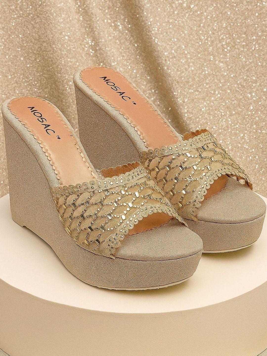 MOSAC Women Synthetic Leather Embellished Platform Heels-picture-29