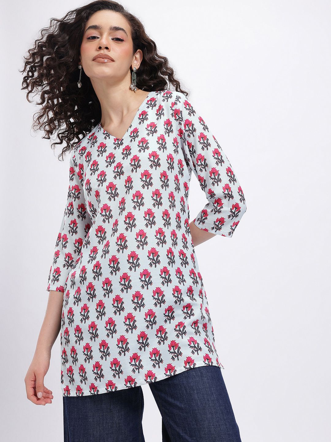 Anouk Rustic Floral Printed V-Neck Kurti-picture-39