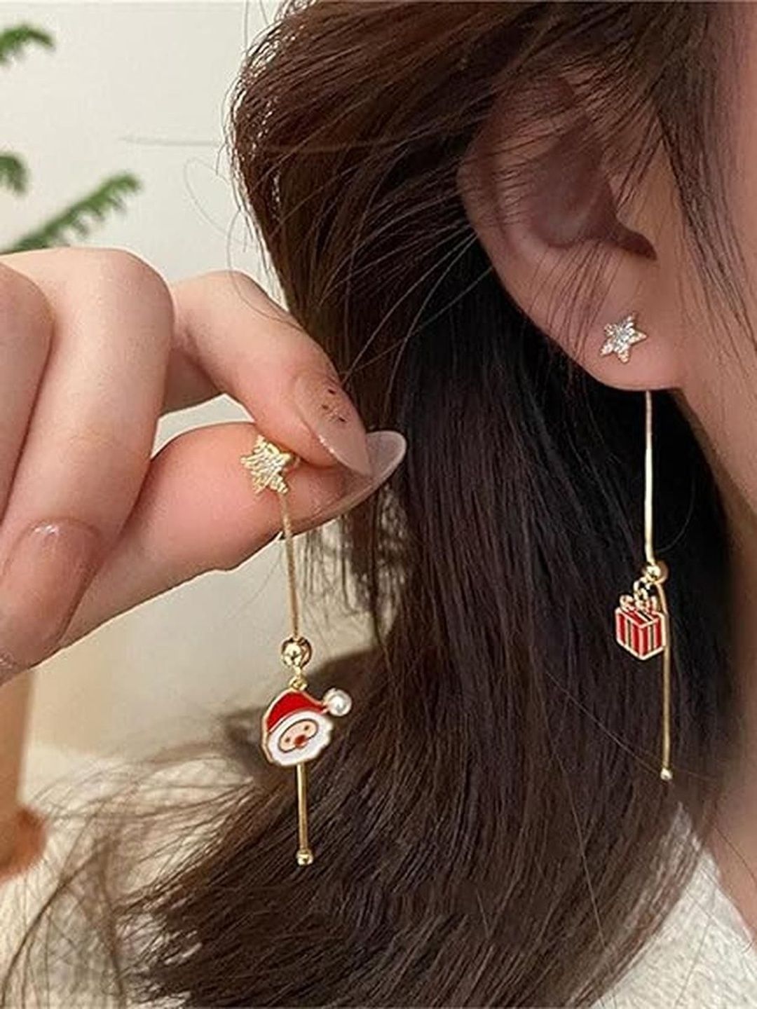 EL REGALO Artificial Stones Studded Quirky Drop Earrings-image-5