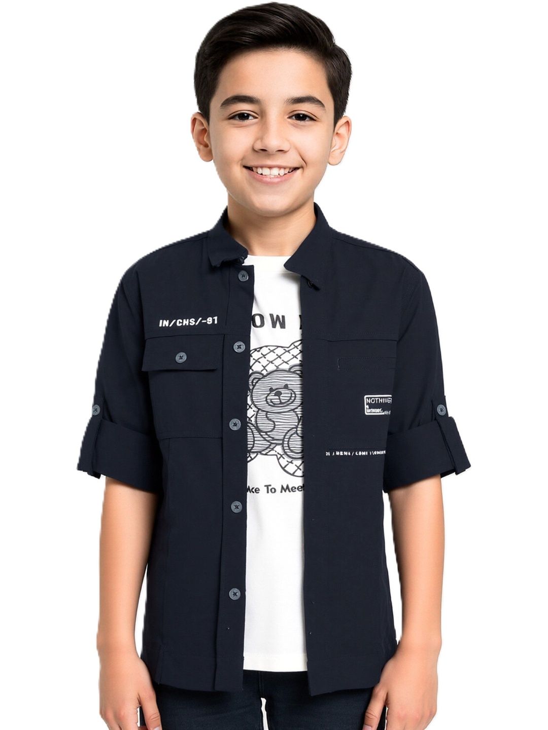 CAVIO Boys Printed Casual Shirt With T-Shirt-picture-14