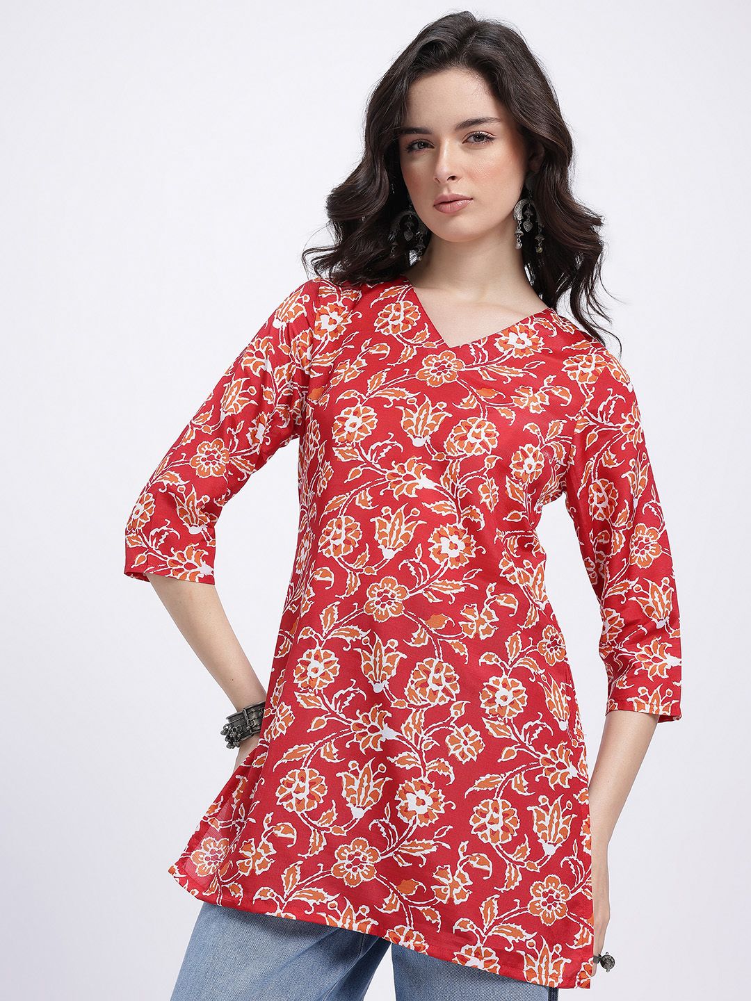Anouk Rustic Floral Printed V-Neck Kurti-picture-38