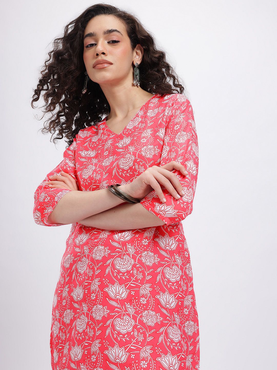 Anouk Rustic Floral Printed V-Neck Straight Kurti-picture-16