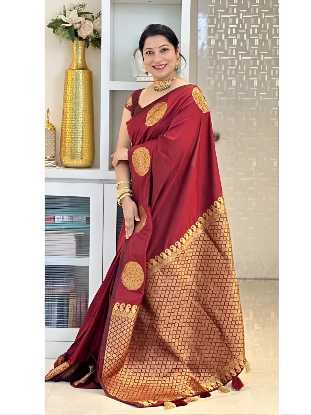 Aagrahi fashion Zari Woven Design Banarasi Saree With Unstitched Blouse-picture-30