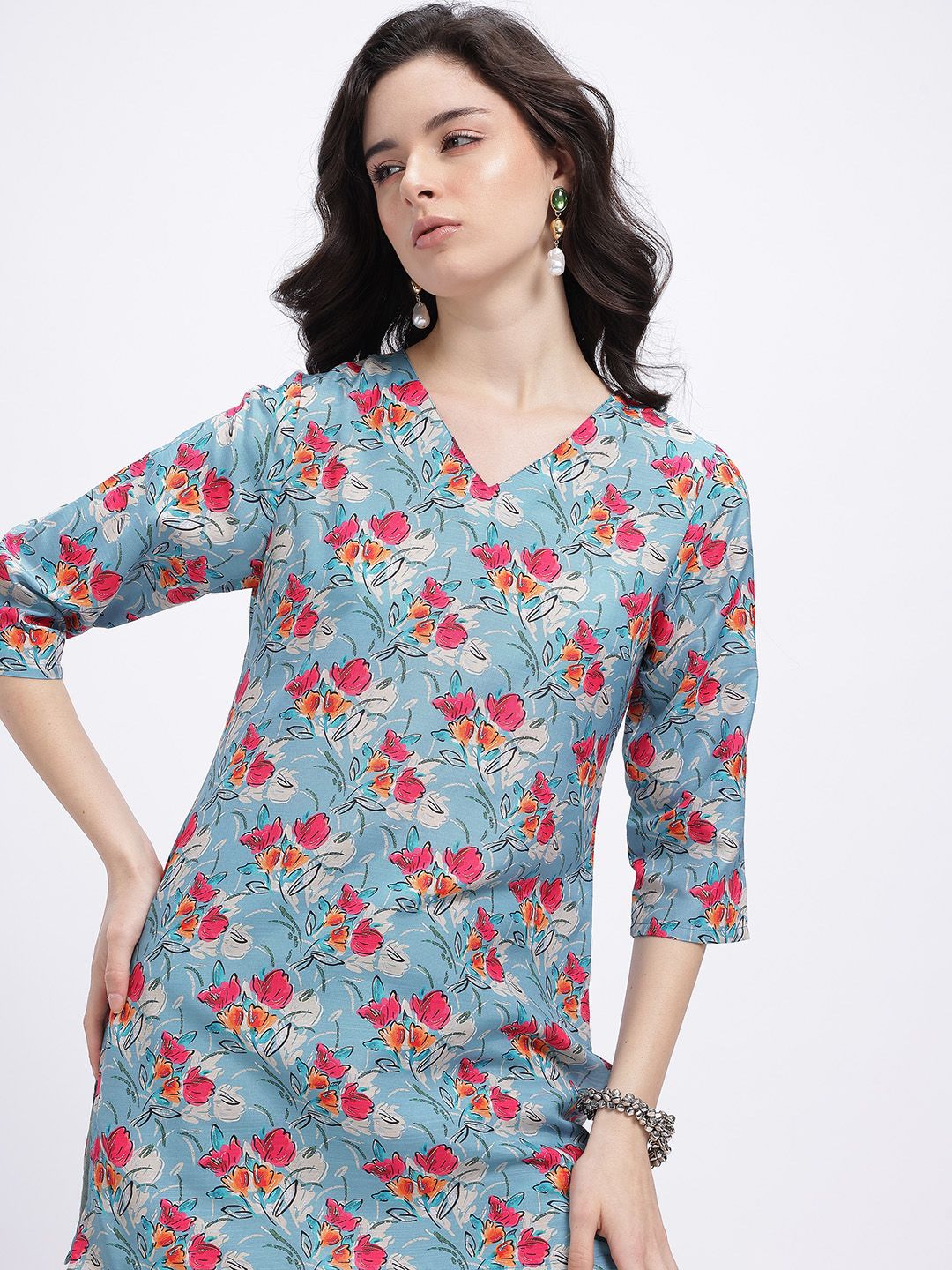 Anouk Rustic Floral Print Short Kurti-picture-24