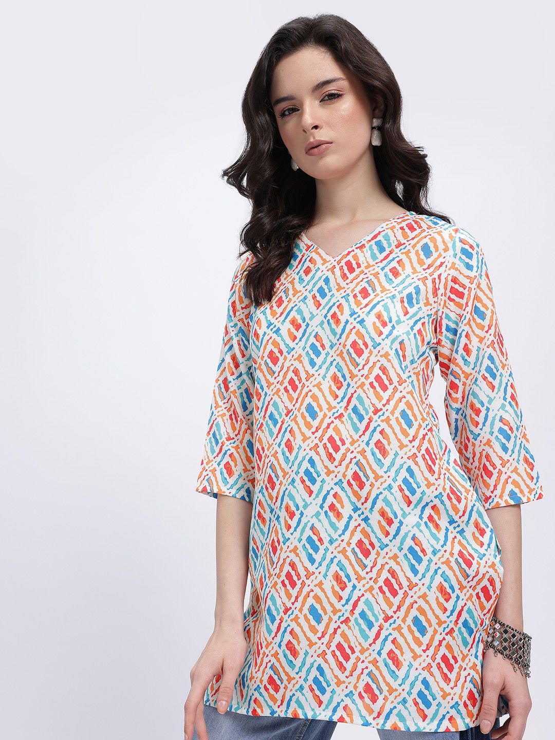 Anouk Rustic Abstract Printed V-Neck Straight Kurti-picture-27