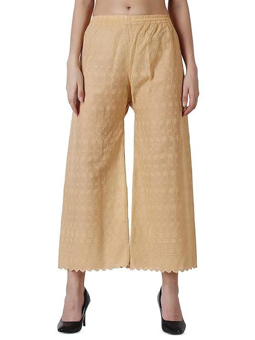 Thrifty Thread Women Embroidered Flared Knitted Ethnic Palazzos-picture-19