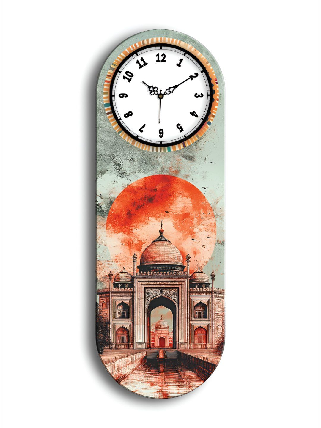 OLIVE TREE Orange & Grey Wooden Analogue Wall Clock-picture-18