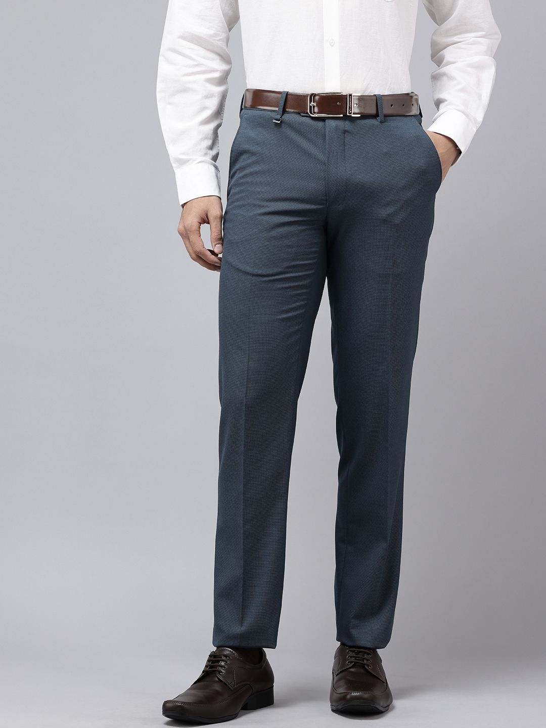 Van Heusen Men Textured Slim Fit Formal Trousers-picture-22