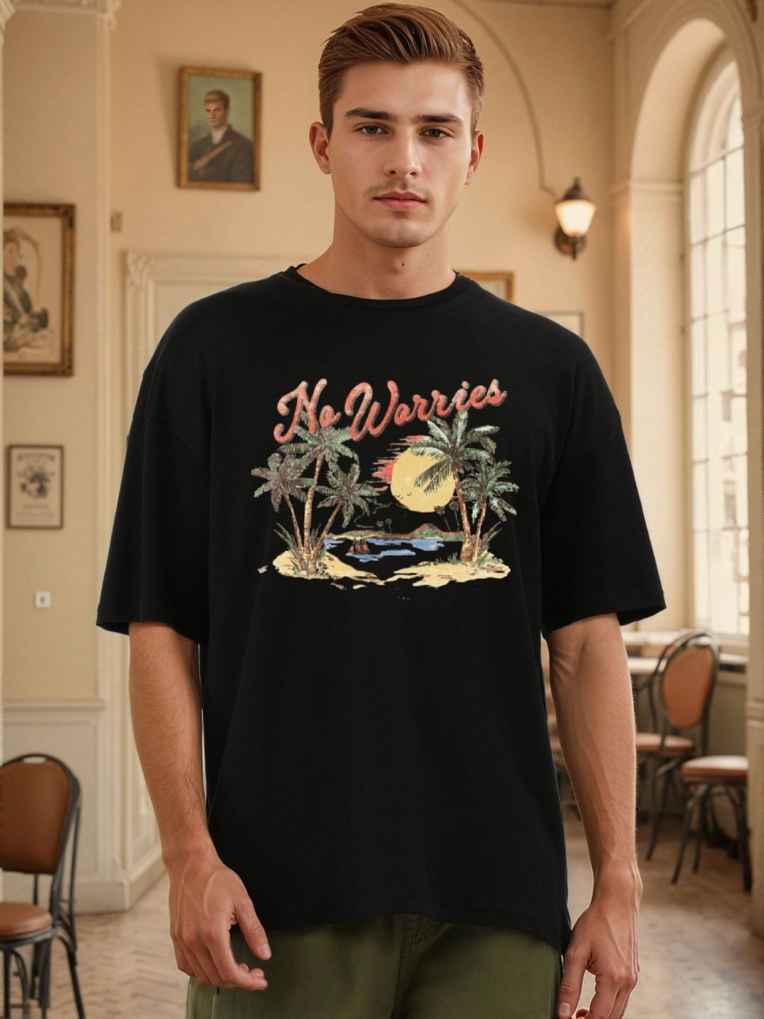 Bene Kleed Men Graphic Printed Round Neck Pure Cotton Oversized T-shirt-picture-16