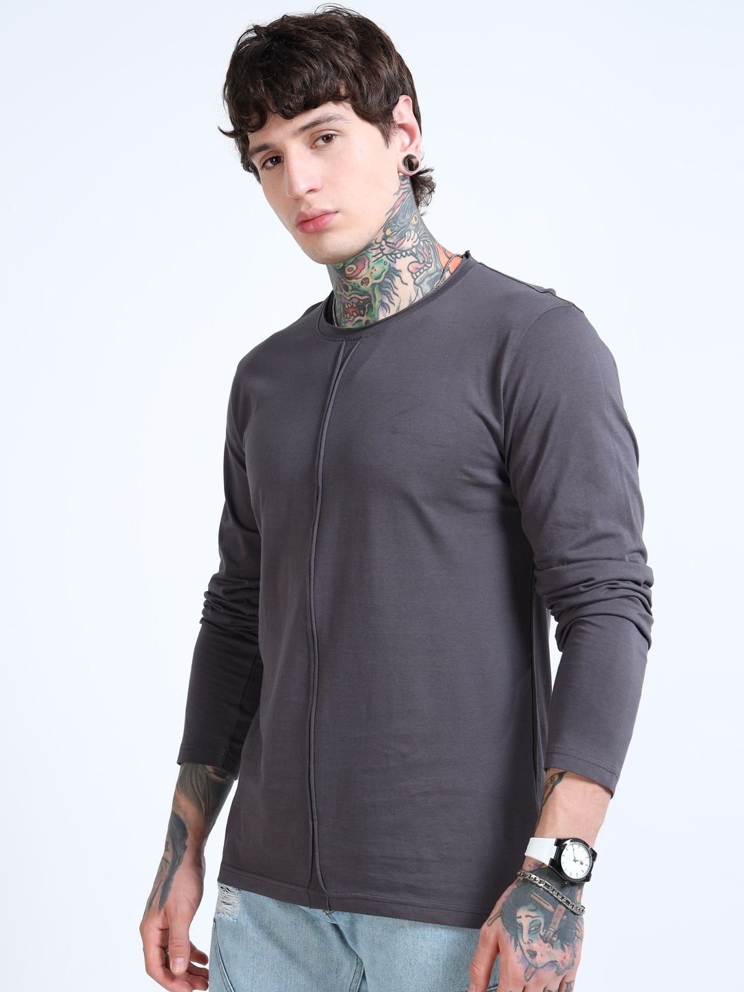 glitchez Men Solid Round Neck Pure Cotton T-shirt-image-29