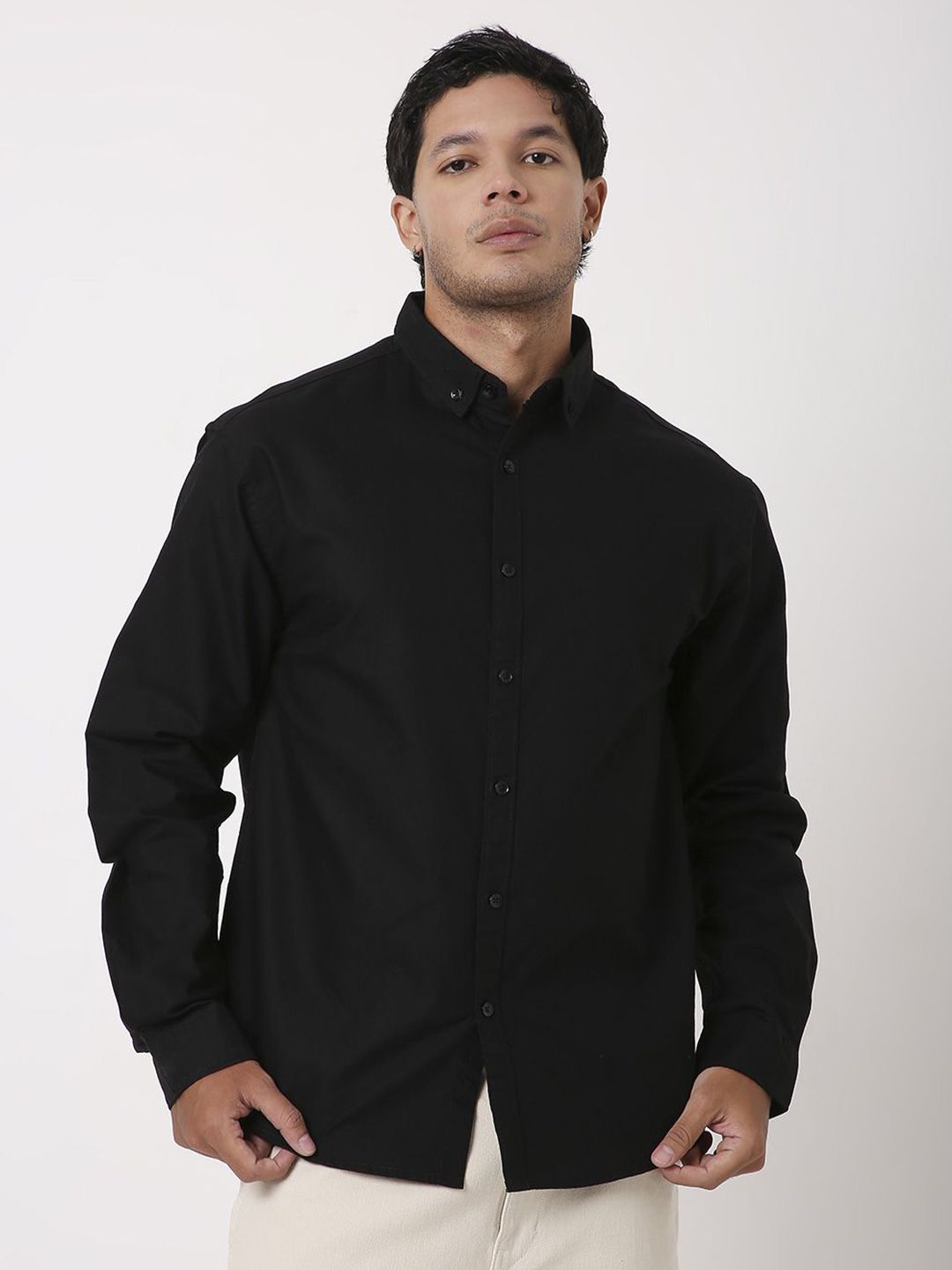 Blnk Men Relaxed Fit Solid Button-Down Collar Cotton Casual Shirt-picture-21