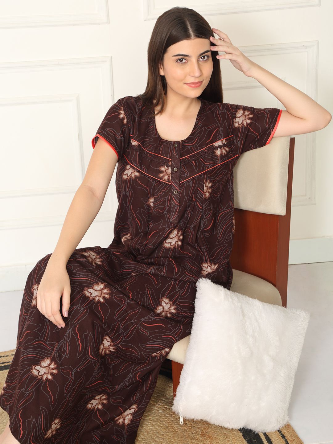 Sweet Dreams Women Floral Printed Regular Maxi Nightdress-picture-12