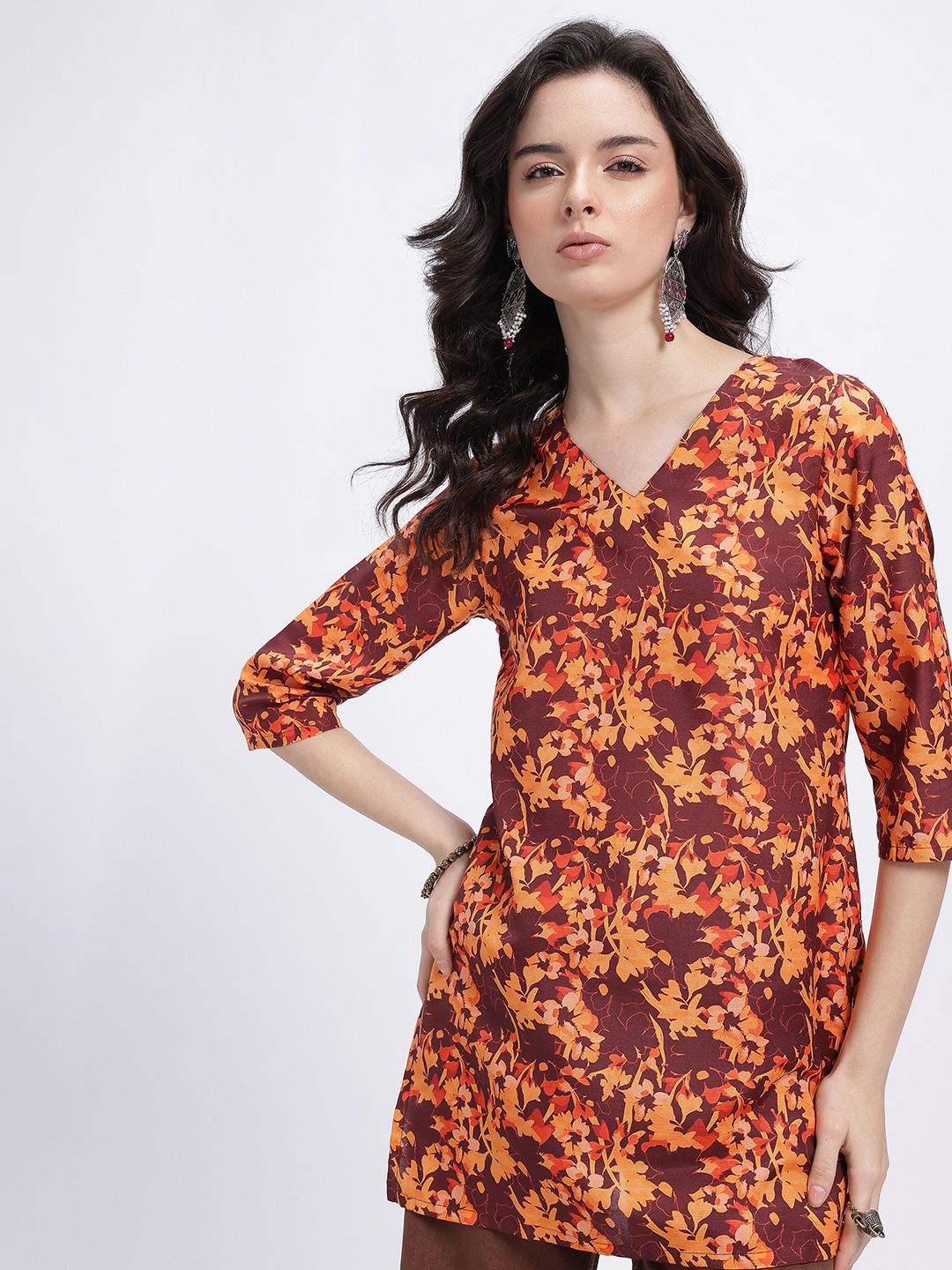 Anouk Rustic Floral Printed V-Neck Kurti-picture-28