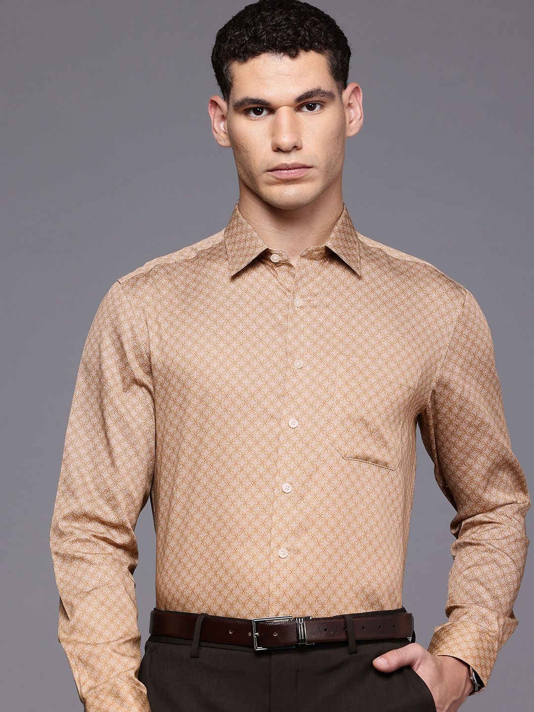 Louis Philippe Pure Cotton Ethnic Motifs Printed Slim Fit Formal Shirt-picture-10