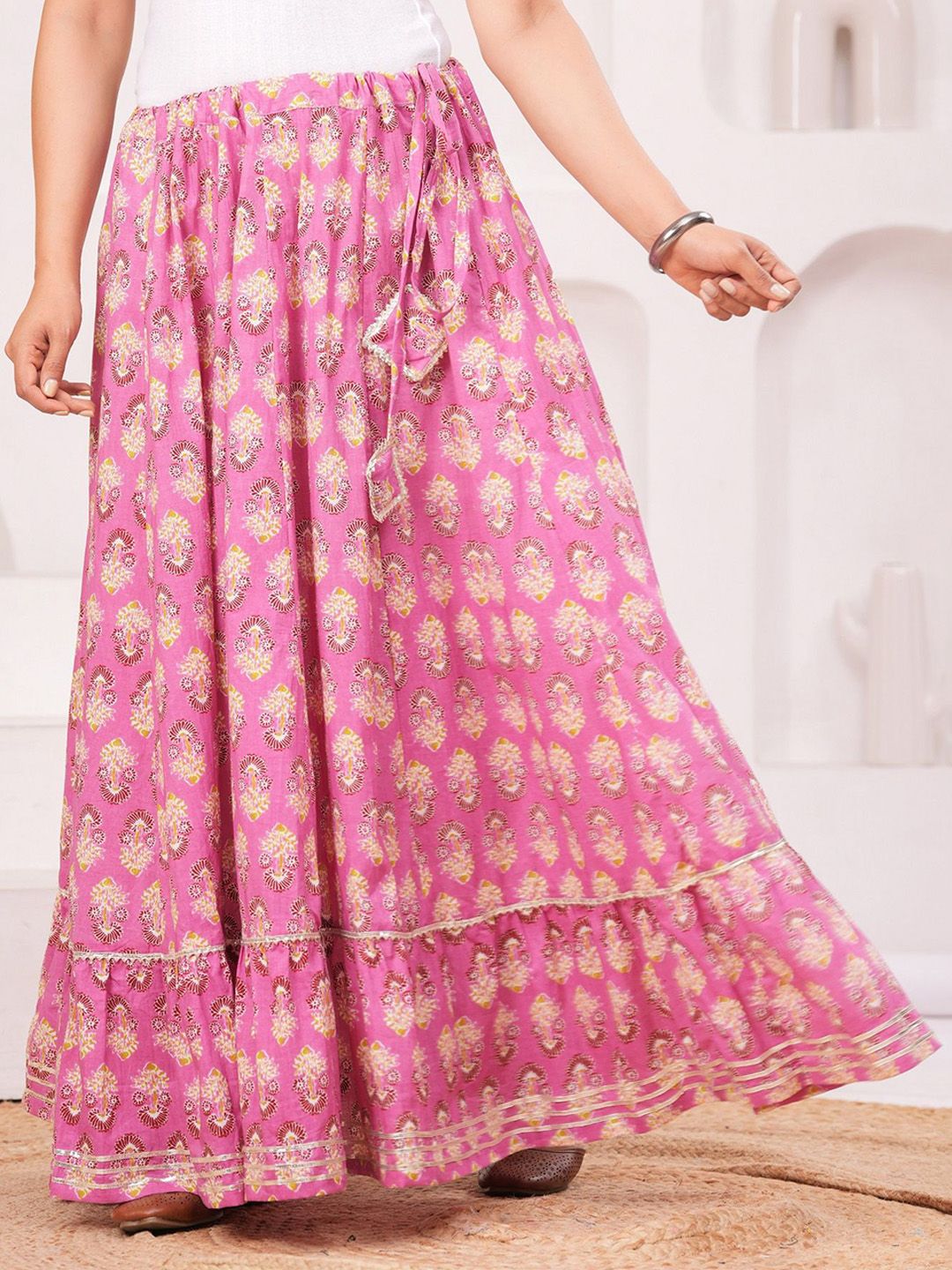 Clothy N Wave Printed Flared Maxi Skirts-image-11