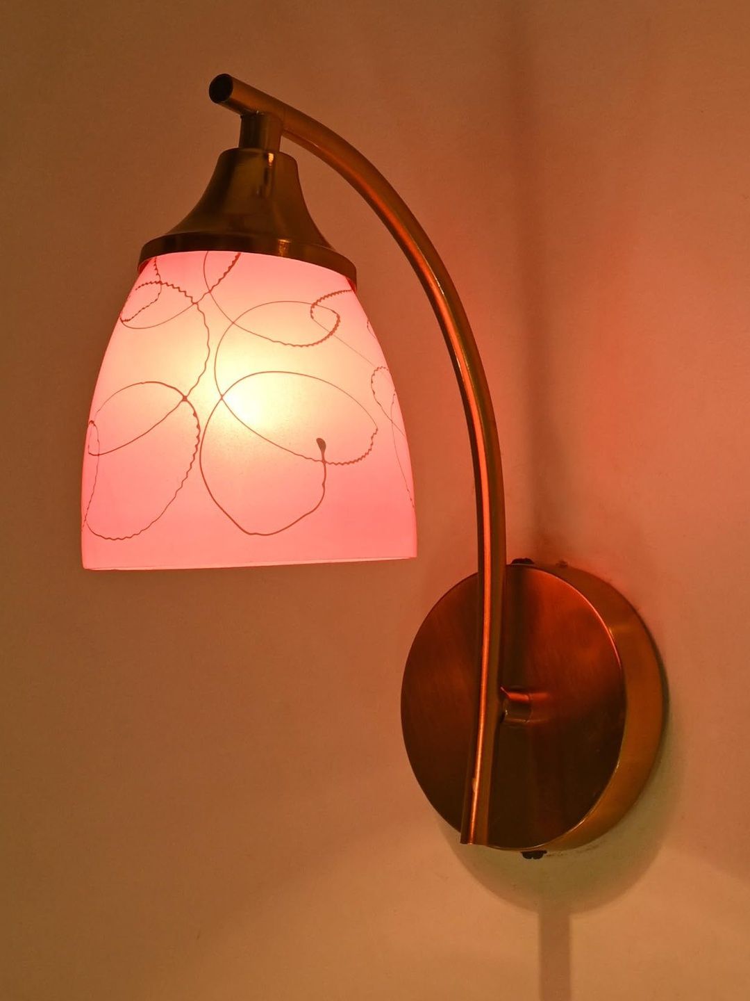 1ST TIME Pink & White Printed Glass Wall Lamp-picture-31