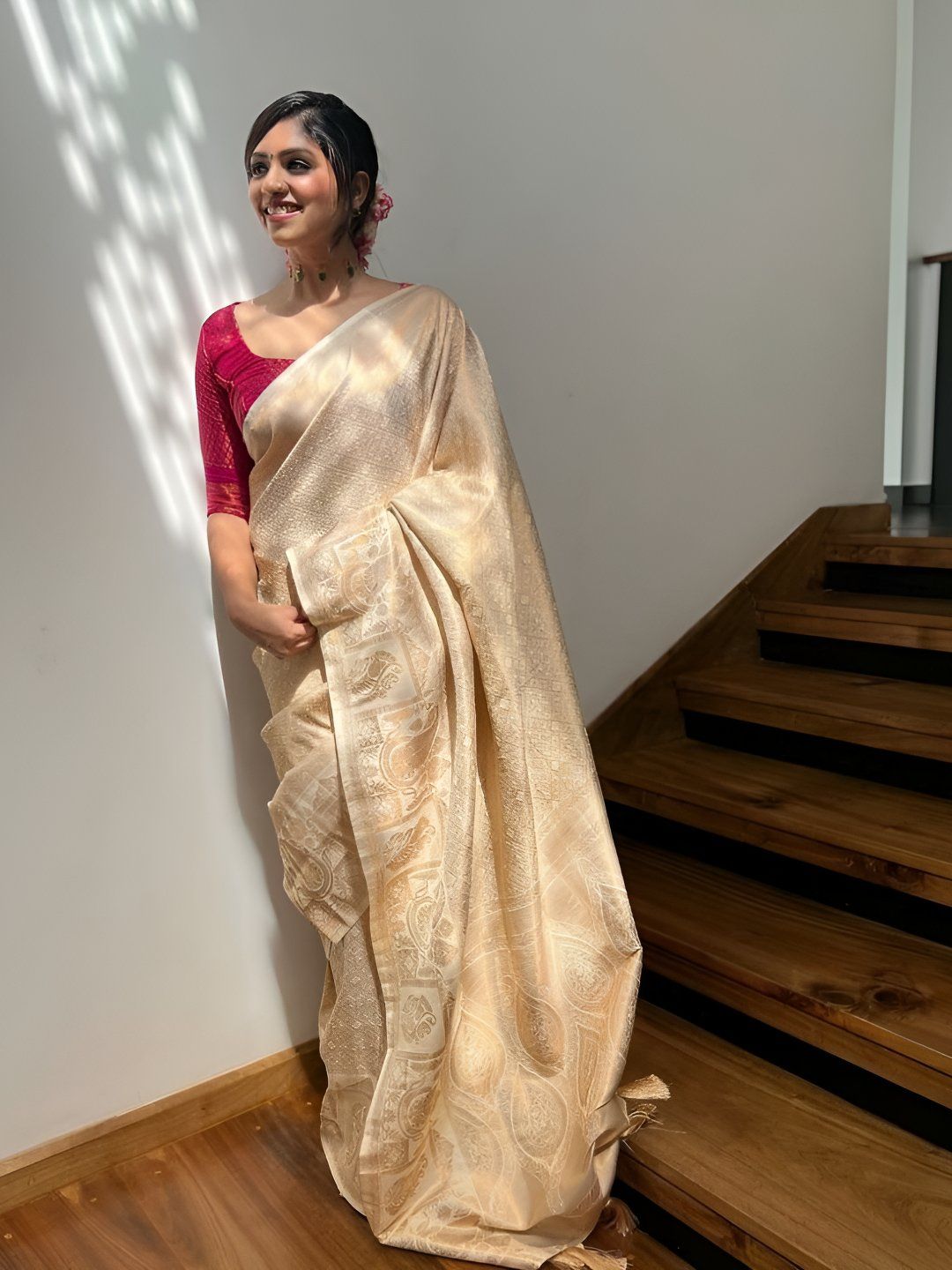 SWEETPEL Woven Design Zari Banarasi Saree With Blouse Piece-picture-13