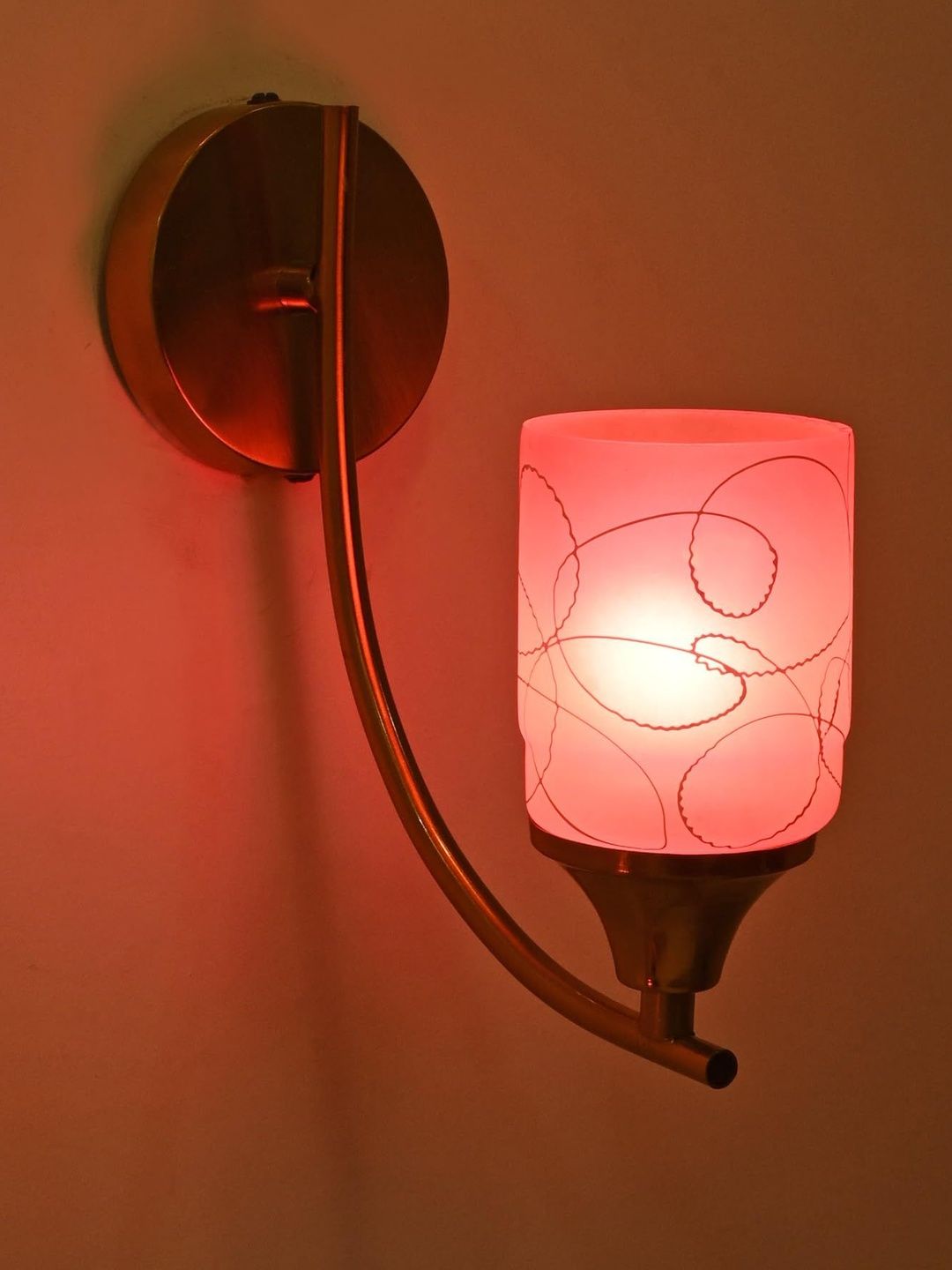 1ST TIME Pink & White Printed Glass Traditional Cylinder Shaped Wall Lamp-picture-21