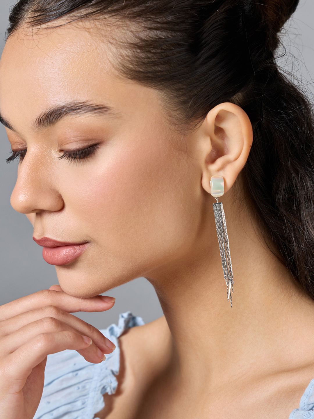 Kushal's Fashion Jewellery Rhodium-Plated Zircon Studded Classic Drop Earrings-picture-31