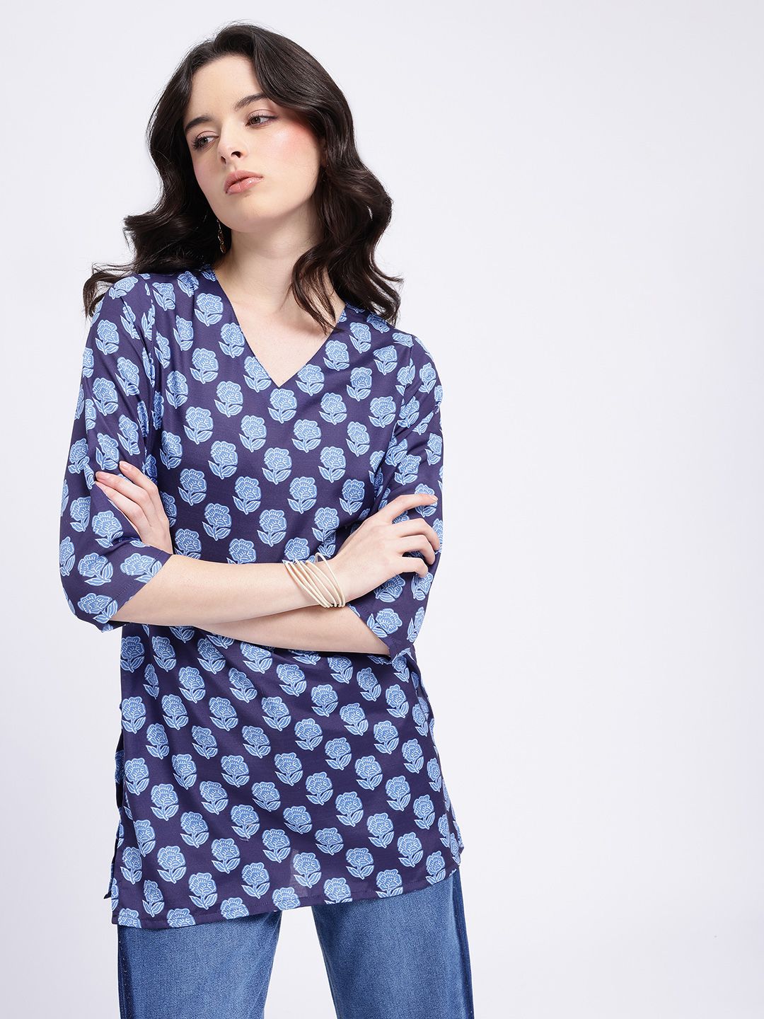 Anouk Rustic Indie Floral Printed V-Neck Kurti-picture-50