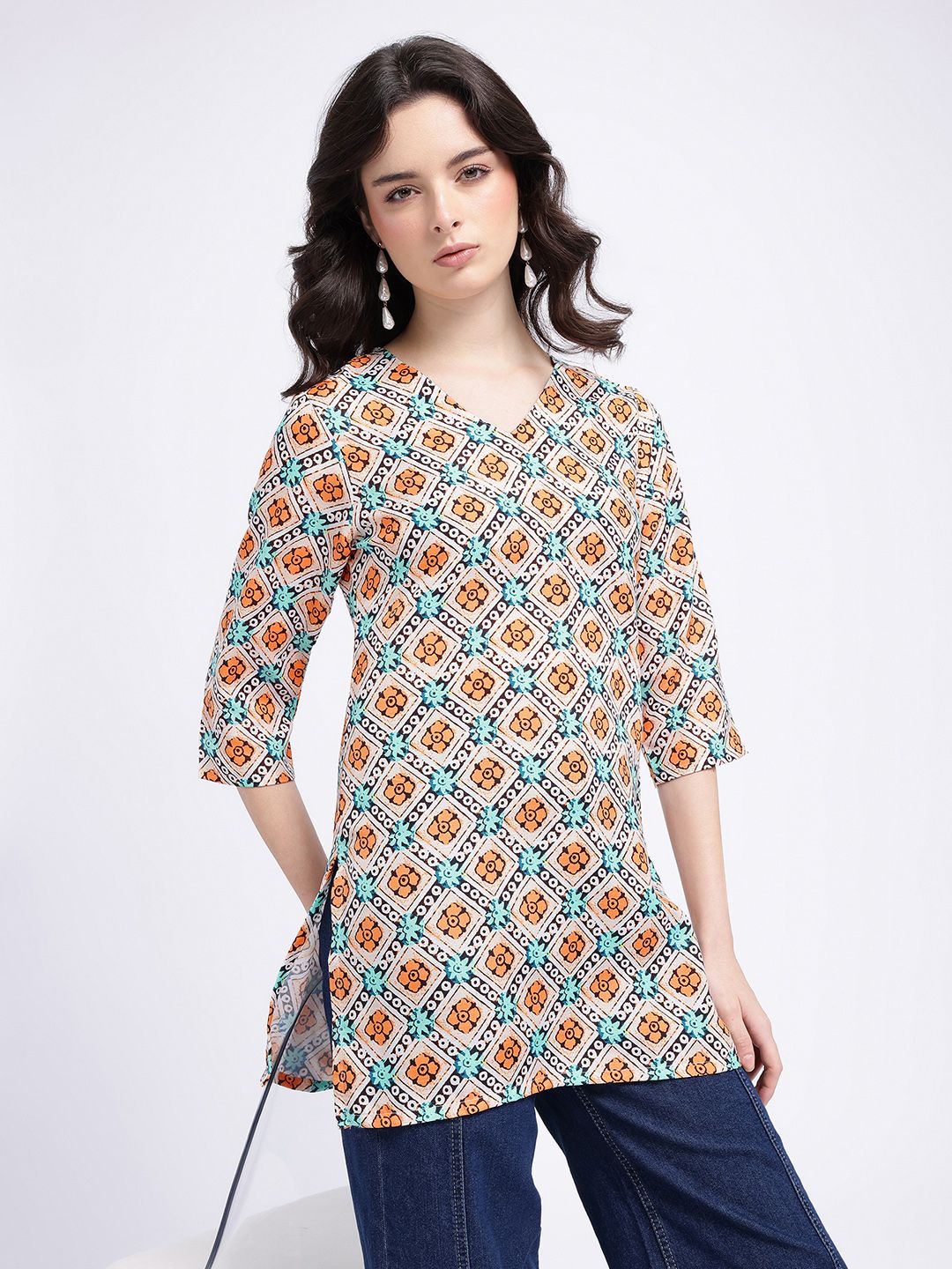 Anouk Rustic Ethnic Motifs Printed V-Neck Straight Kurta-picture-23