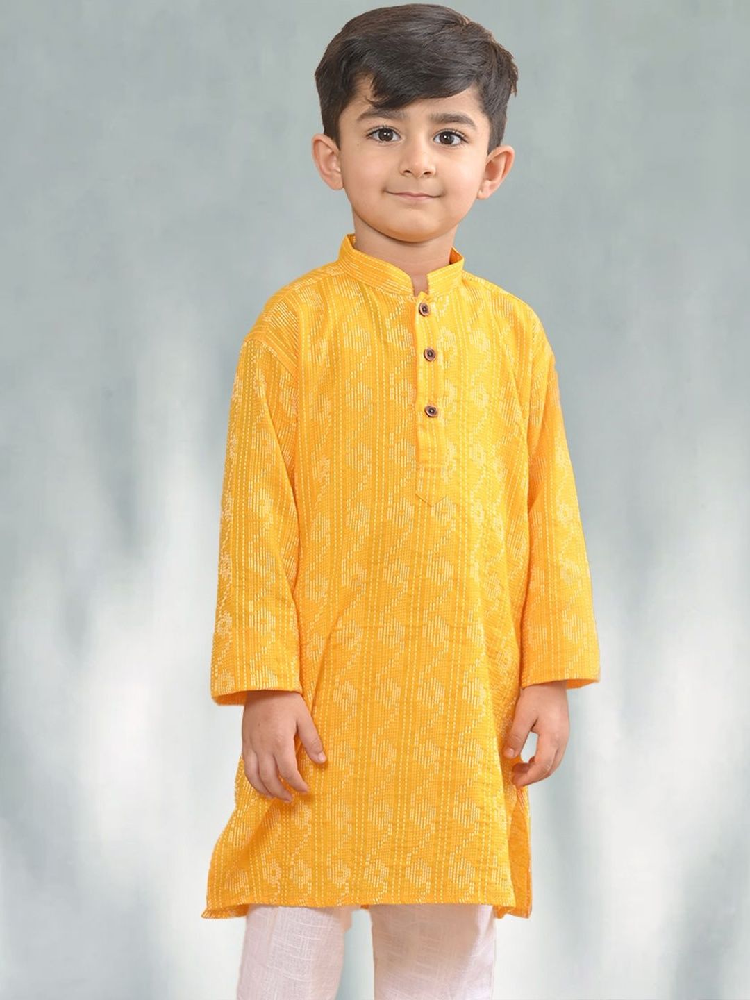 Sangria Boys Yellow Striped Kurta-image-13
