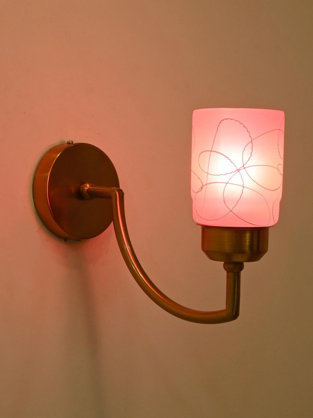 1ST TIME Pink & White Printed Glass Rectangle Shaped Wall Lamp-picture-27