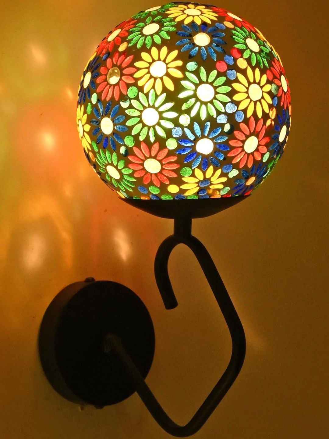 1ST TIME Multicoloured Textured Glass Spherical Shaped Wall Lamp-picture-36