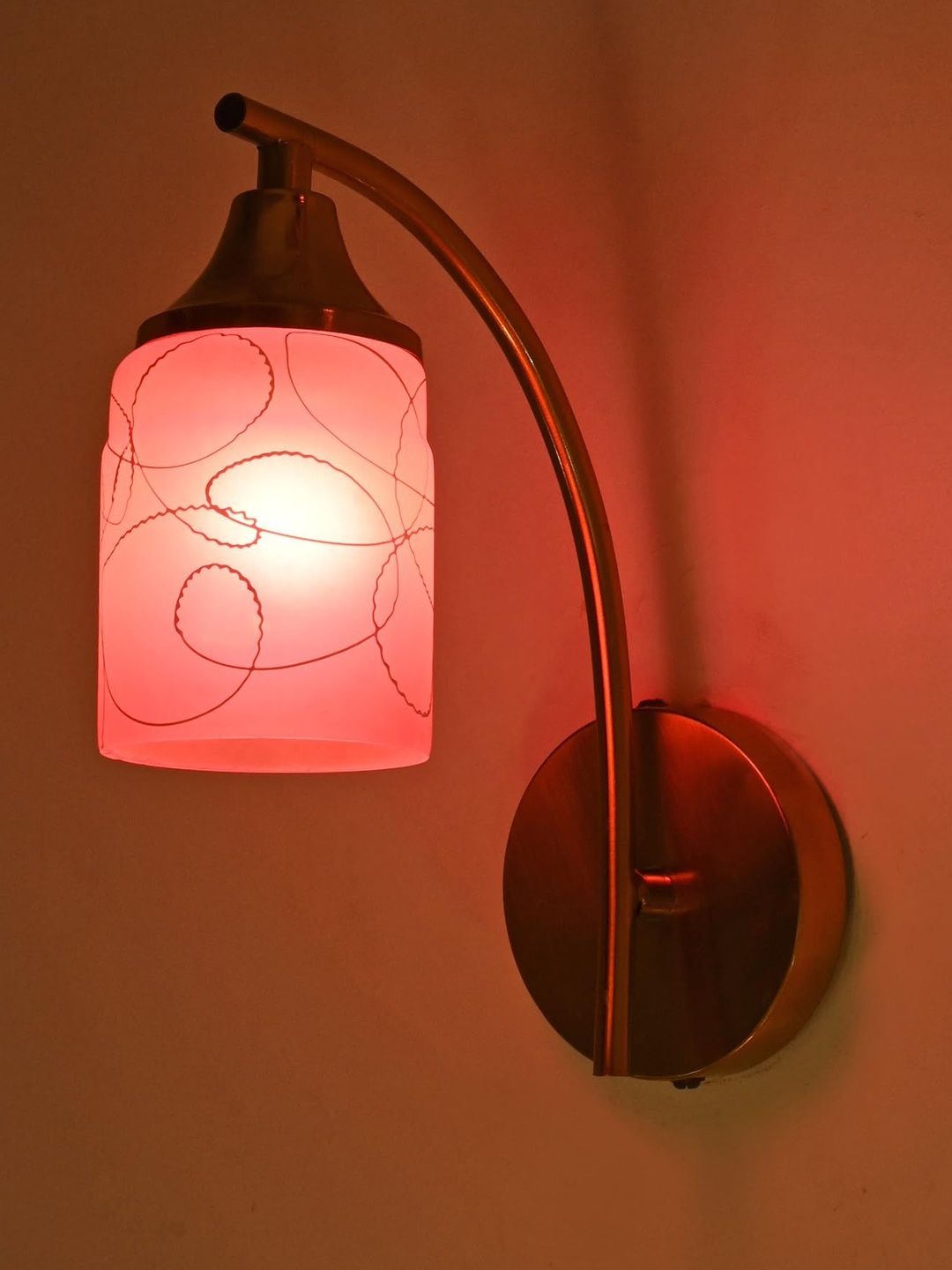 1ST TIME Pink & White Printed Glass Traditional Cylinder Shaped Wall Lamp-picture-23