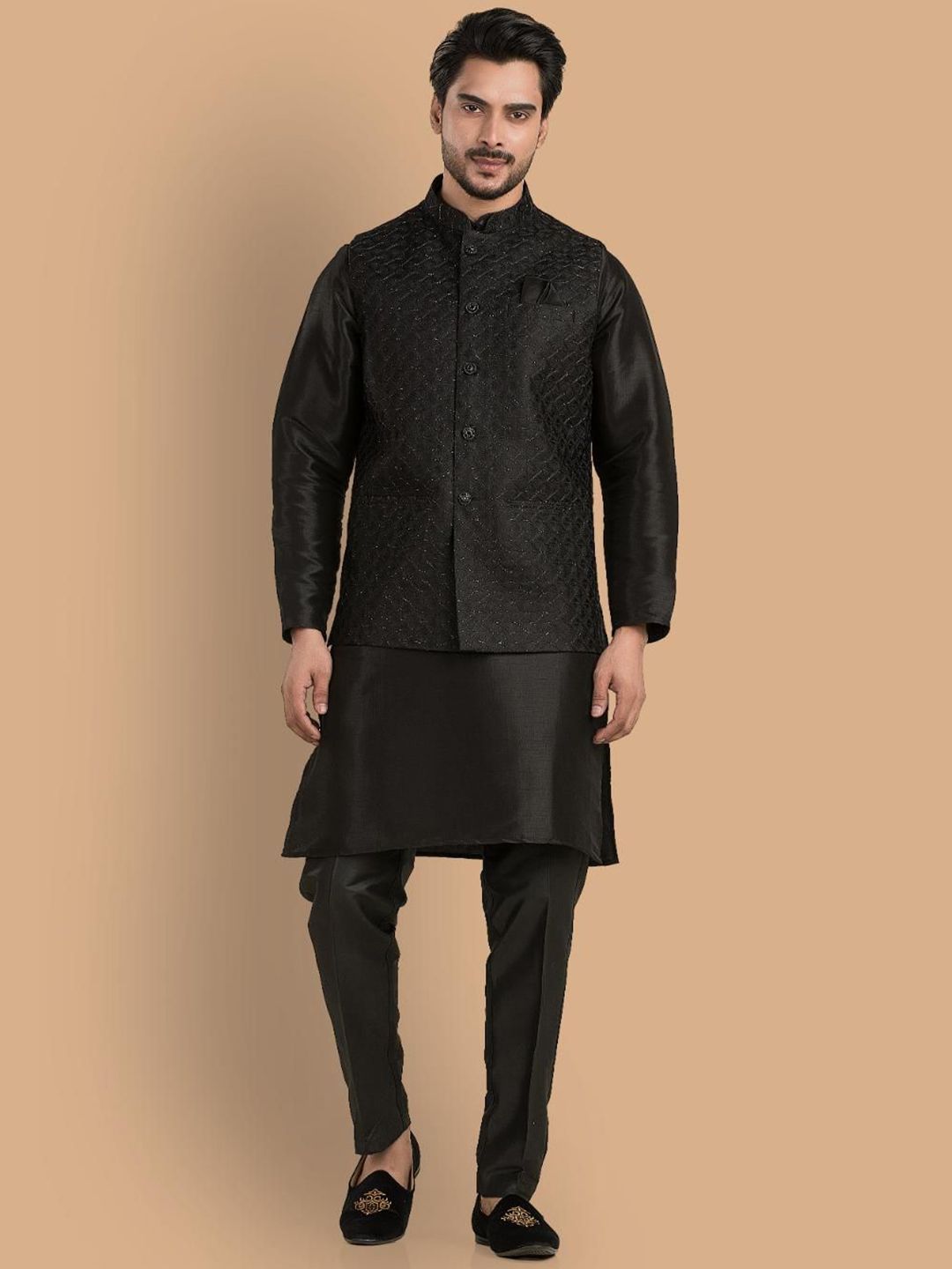 TRENDS OF ETHNIC Embroidered Mandarin Collar Nehru Jacket-picture-36