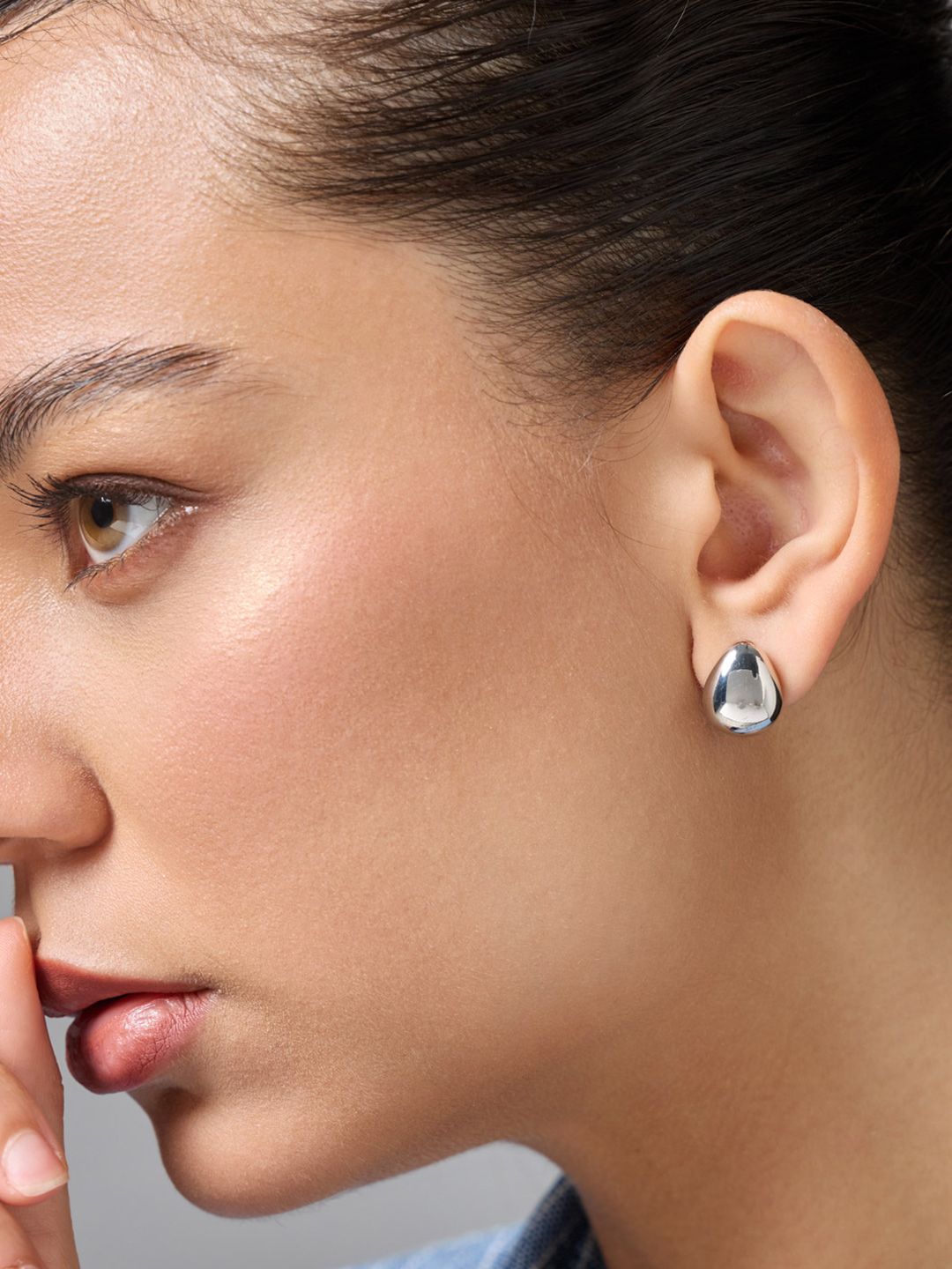 Kushal's Fashion Jewellery Rhodium-Plated Oval Shaped Studs Earrings-picture-22