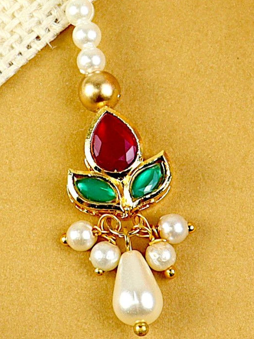Asthetika Kids Girls Gold-Plated Kundan Studded Maang Tikka Head Jewellery-picture-24