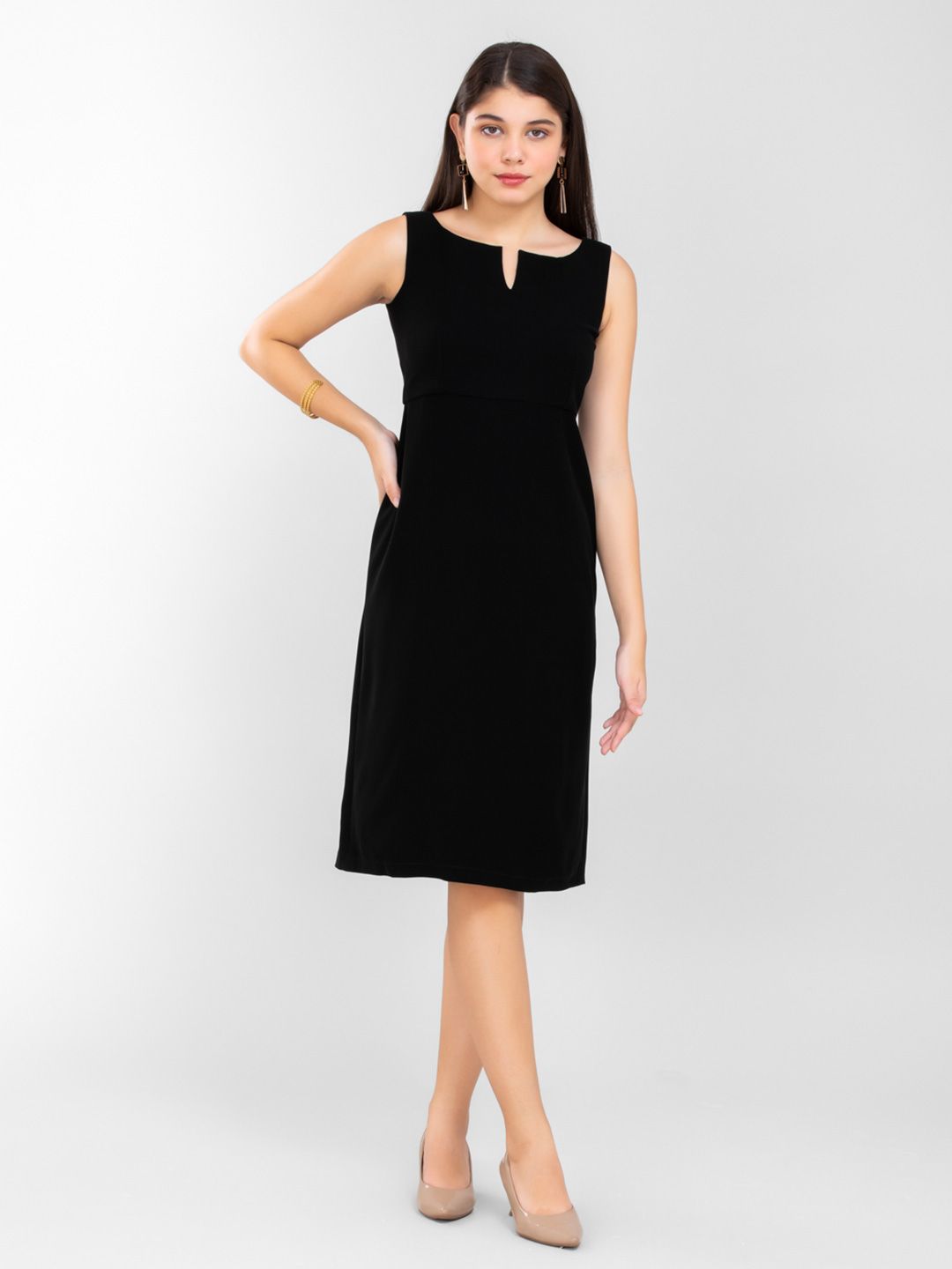 D'Almirah Women Round Neck Solid Sheath Dress-picture-47