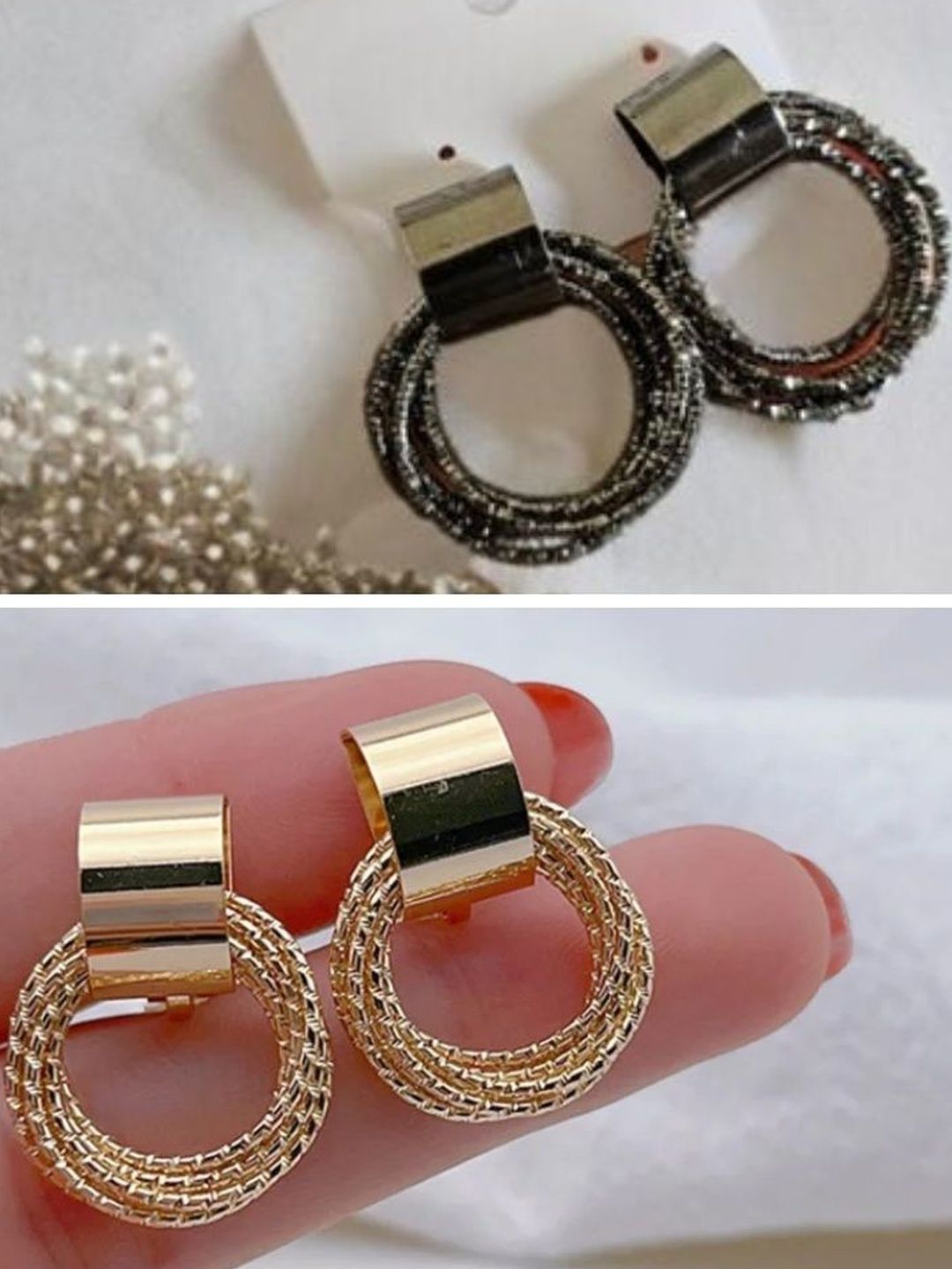 Shivarth Set of 2 Gold-Plated & Multi Metal Earrings-picture-15