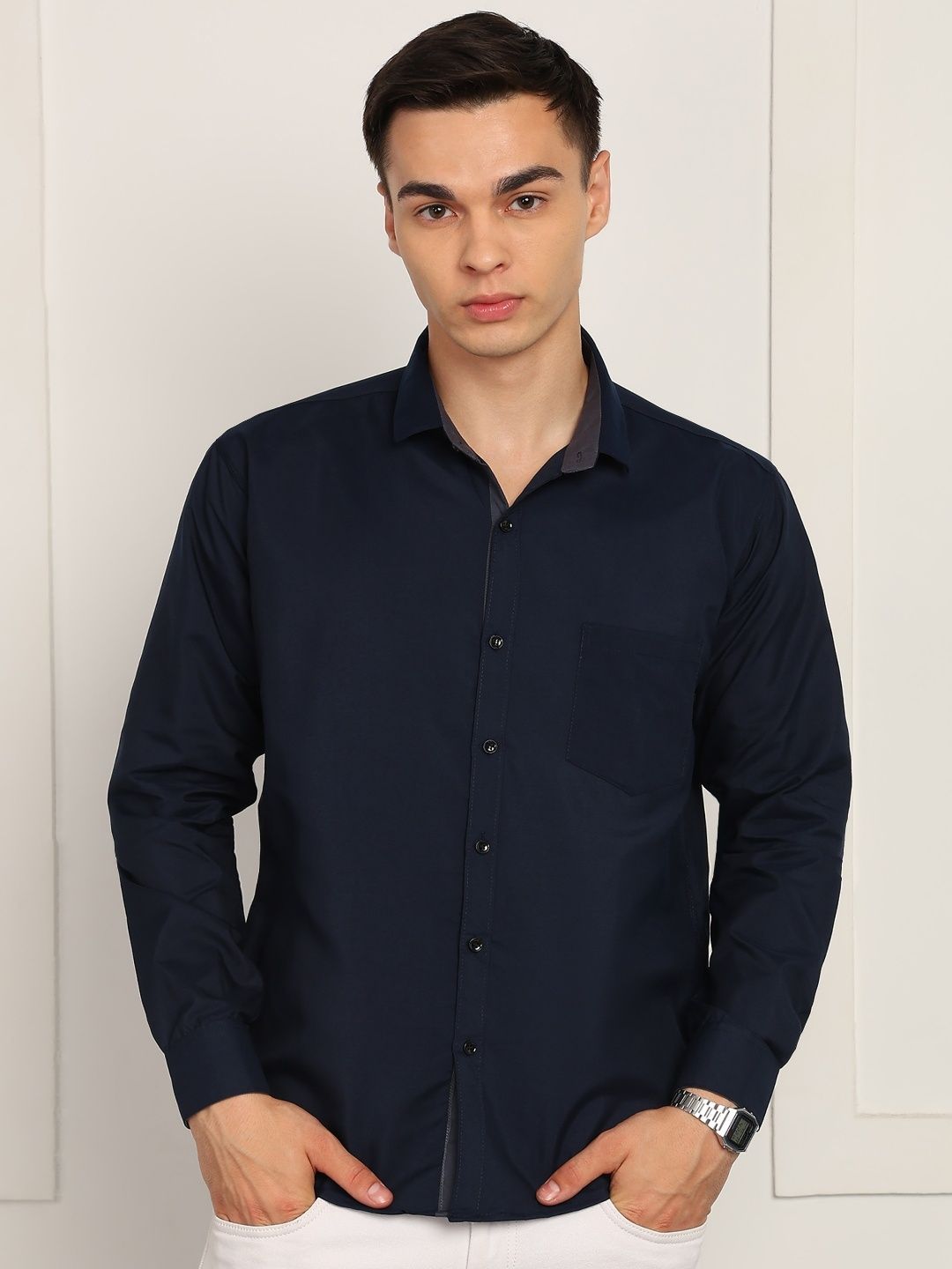 RODEIZ Navy Blue Regular Fit Casual Shirt-picture-18