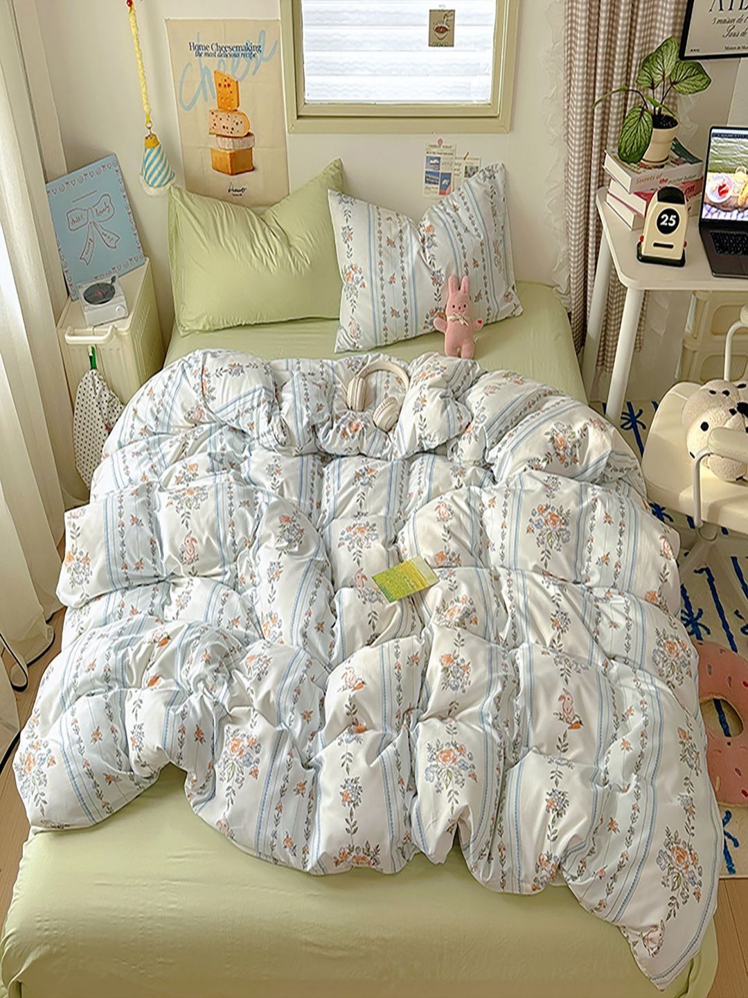 JC HOME Green & White Floral Printed 4 Piece Double King Regular Bedding Set-picture-32