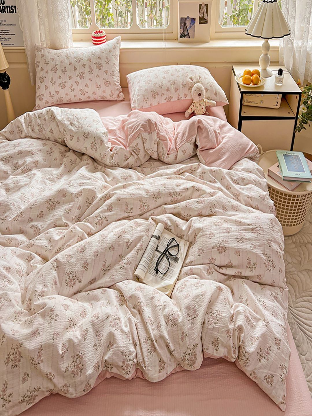 JC HOME Pink Double Queen Regular Bedding Set-picture-31