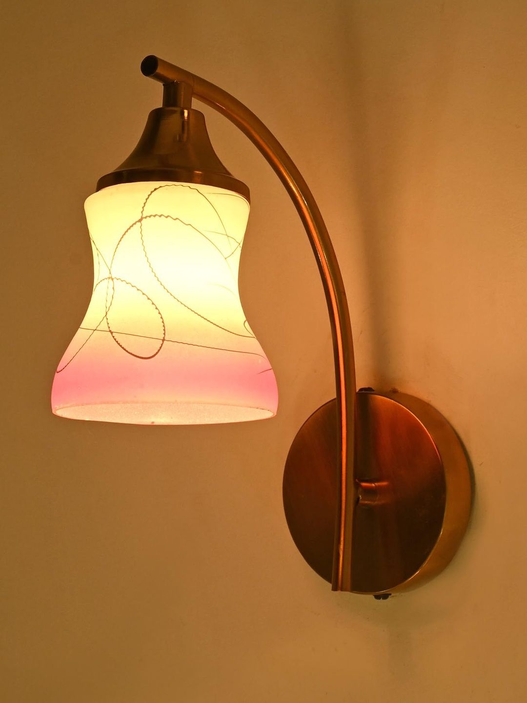 1ST TIME Pink & White Printed Glass Cylinder Decorative Wall Lamp-picture-35