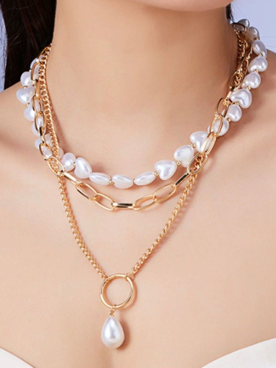 Nui Gold Plated Artificial Stones Beaded Korean Layered Statement Necklace-picture-40